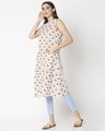 Shop Women's White Printed Sleeveless Kurti Dress-Full