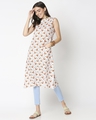 Shop Women's White Printed Sleeveless Kurti Dress