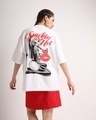 Shop Women's White Puff Printed Oversized T-Shirt-Front