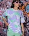 Shop Women's White & Purple Camouflage Printed Oversized Plus Size T-shirt-Front