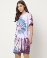 Shop Women's White & Purple Tie N Dye Oversized Dress-Design