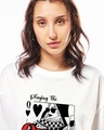 Shop Women's White Queen Card Graphic Printed Oversized T-shirt