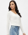 Shop Women's White Rayon V-neck Long Sleeve Top-Full