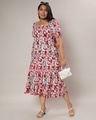 Shop Women's White & Red All Over Floral Printed Oversized Plus Size Dress-Full