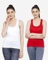 Shop Pack of 2 Women's White & Red Tank Tops-Front