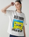 Shop Women's White Sea things Graphic Printed Oversized T-shirt-Front