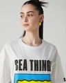 Shop Women's White Sea things Graphic Printed Oversized T-shirt