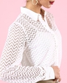 Shop Women's White Self Design Shirt
