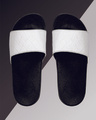 Shop Women's White Self Design Sliders-Front