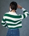 Shop Women's White & Green Shell Striped Oversized Polo Short Top-Design