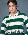 Shop Women's White & Green Shell Striped Oversized Polo Short Top