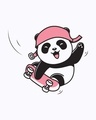 Shop Women's White Skater Panda Graphic Printed T-shirt