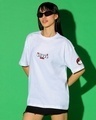 Shop Women's White Skool Graphic Printed Oversized T-shirt-Full