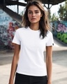 Shop Women's White Slim Fit T-shirt-Front