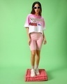Shop Women's Pink & White Snoopy dog Ombre Oversized Short Top-Full