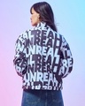 Shop Women's White & Blue Typography Oversized Jackets-Design