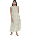 Shop Women's White Sprinkle Flowers Maxi Dress