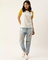 Shop Women's White Striped T-shirt