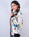 Shop Women's White Super Mario All Over Printed Velvet Bomber Jacket-Design