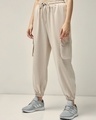 Shop Women's White Swan Oversized Cargo Joggers-Front