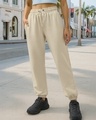 Shop Women's White Swan Oversized Joggers-Front