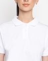 Shop Women's White Crop Polo T-shirt