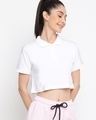 Shop Women's White Crop Polo T-shirt