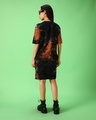 Shop Women's Black & Orange Tie & Dye Oversized Dress-Design