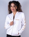 Shop Women's White Tokyo Manji Anime Typography Velvet Bomber Jacket-Front