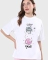 Shop Women's White Totally Koalified Graphic Printed Oversized T-shirt-Front