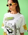 Shop Women's White Troublemaker Fanclub Graphic Printed Oversized T-shirt