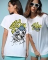 Shop Women's White Turtle Attack Graphic Printed Boyfriend T-shirt-Front