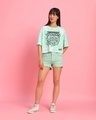 Shop Women's White & Green Turtles Squad Graphic Printed Oversized Short Top-Design