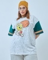 Shop Women's White Tweet Graphic Printed Oversized Plus Size T-shirt-Front