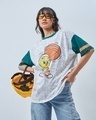 Shop Women's White & Green Tweety Graphic Printed Oversized T-shirt-Front
