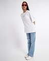 Shop Women's White Typography Oversized T-shirt-Full