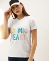 Shop Women's White Typography T-shirt-Front