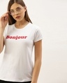 Shop Women's White Typography T-shirt-Front