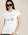 Shop Women's White Typography T-shirt-Front