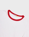 Shop Women's White Varsity Half Sleeve Round Neck T-Shirt