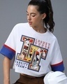 Shop Women's White Varsity Team Graphic Printed Oversized Short Top-Front