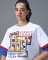 Shop Women's White Varsity Team Graphic Printed Oversized Short Top