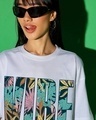 Shop Women's White Vibe Hai Graphic Printed Oversized T-shirt
