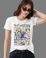 Shop Women's White Wanderlust Travel Doodle Premium Cotton T-shirt-Front