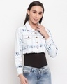 Shop Women's White Washed Crop Jacket-Front