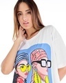 Shop Women's White Weird Fashion Graphic Printed Oversized T-shirt