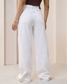 Shop Women's White Baggy Distressed Wide Leg Jeans-Design