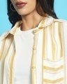 Shop Women's White & Yellow Striped Oversized Shirt