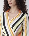 Shop Women's White & Yellow Striped Wrap Top