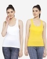 Shop Pack of 2 Women's White & Yellow Tank Tops-Front